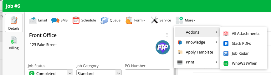 AAV opened from job card