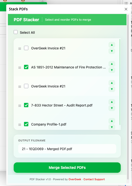 PDF Stacker merged result preview